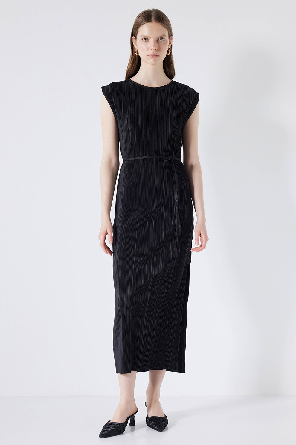Ipekyol, Rochie maxi cu aspect striat, Negru, 36