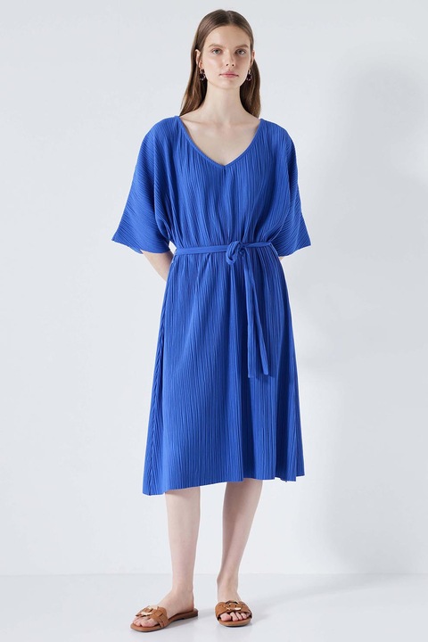 Ipekyol, Rochie midi cu decolteu in V, Albastru royal