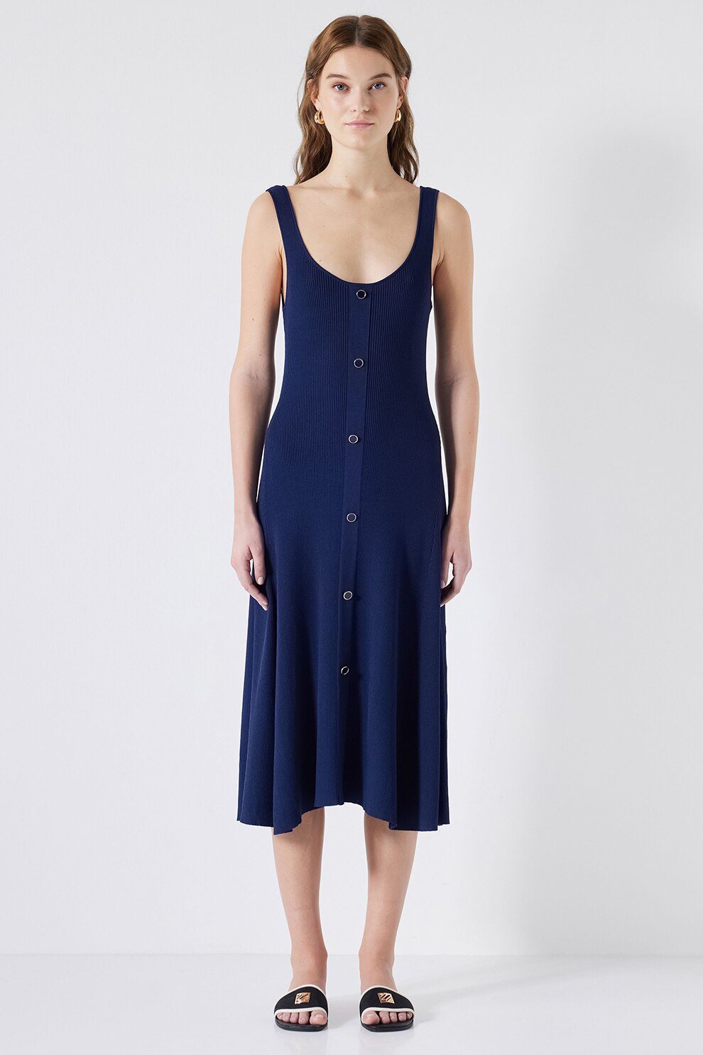 Ipekyol, Rochie midi fara maneci, Bleumarin, 36