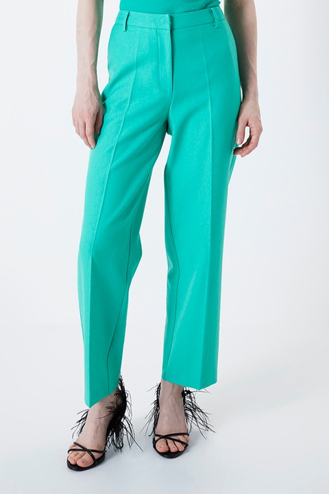 Ipekyol, Pantaloni cu talie medie si pensa, Verde persan, 34