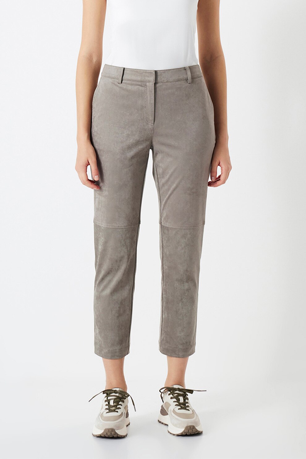 Ipekyol, Pantaloni crop cu talie medie, Gri inchis, 36