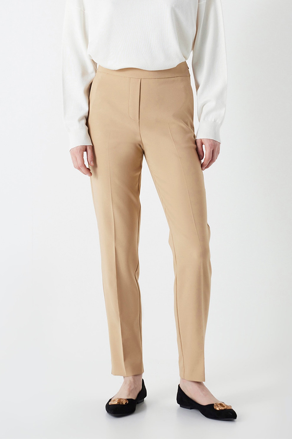 Ipekyol, Pantaloni conici uni, Bej, 36