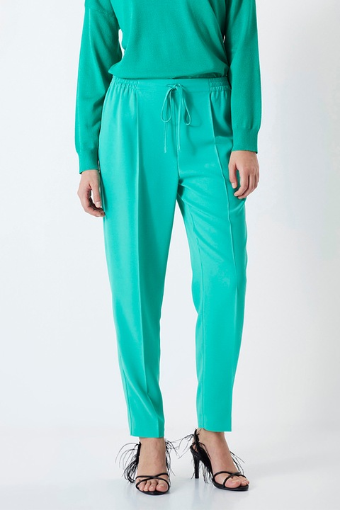 Ipekyol, Pantaloni crop cu talie ajustabila, Verde persan