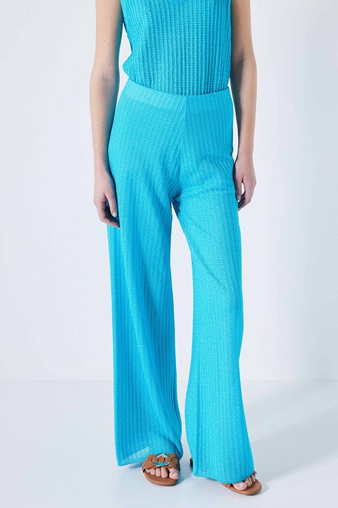 Ipekyol, Pantaloni texturati cu croiala ampla, Albastru glaciar