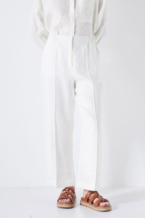 Ipekyol, Pantaloni drepti de in cu pliuri, Alb