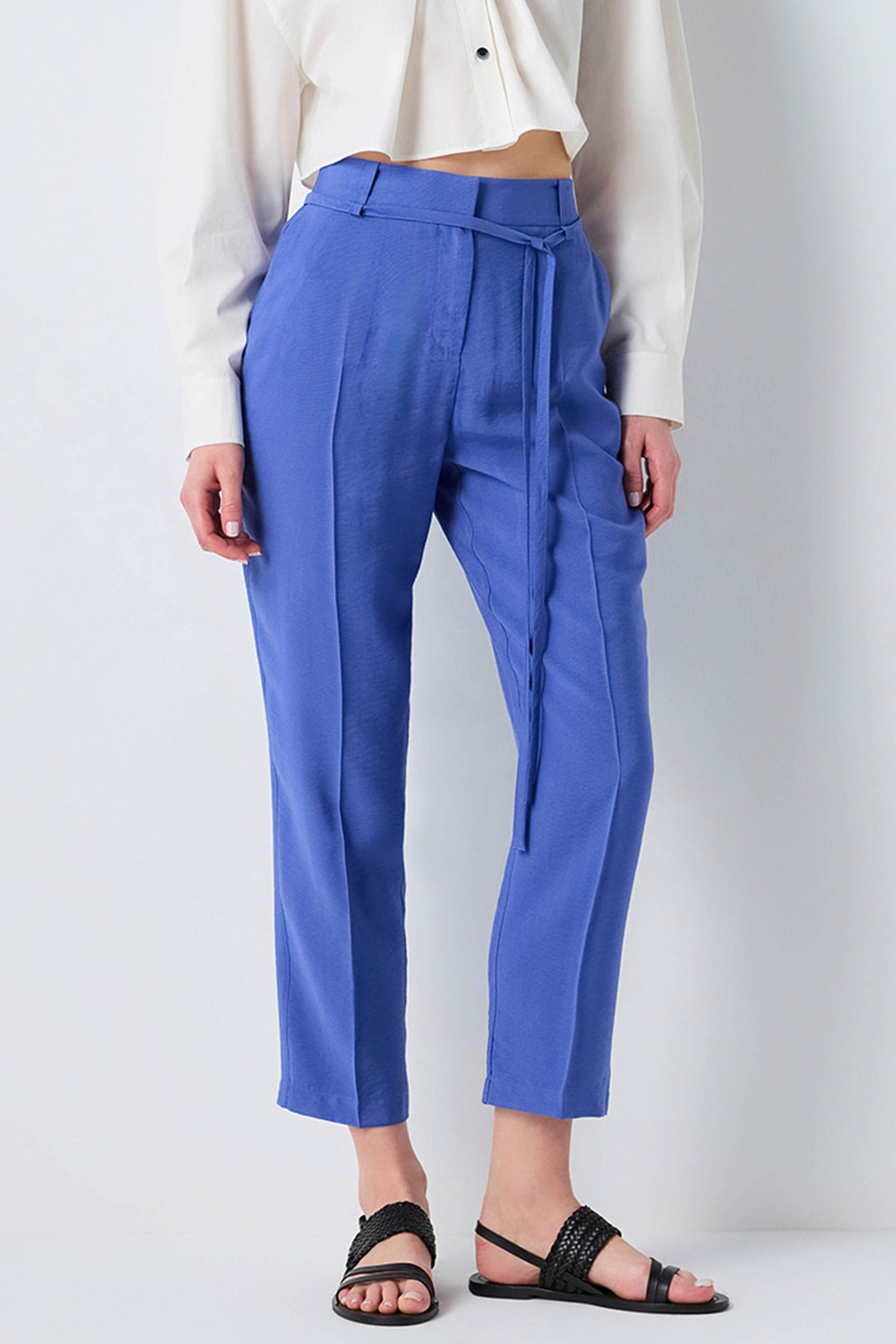 Ipekyol, Pantaloni crop cu pense, Indigo, 34