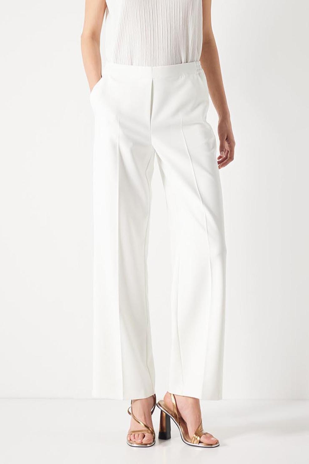 Ipekyol, Pantaloni drepti cu pensa, Alb fildes, 36