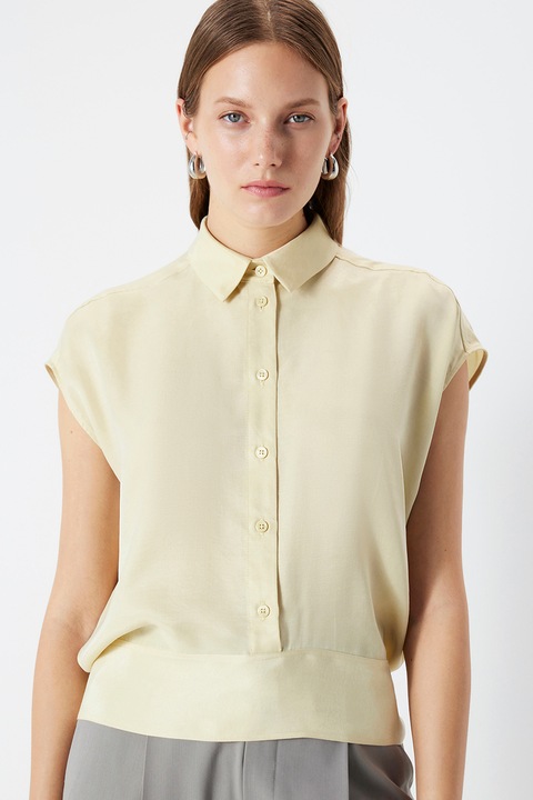 Ipekyol, Camasa din lyocell cu funda pe partea din spate, Maro camel