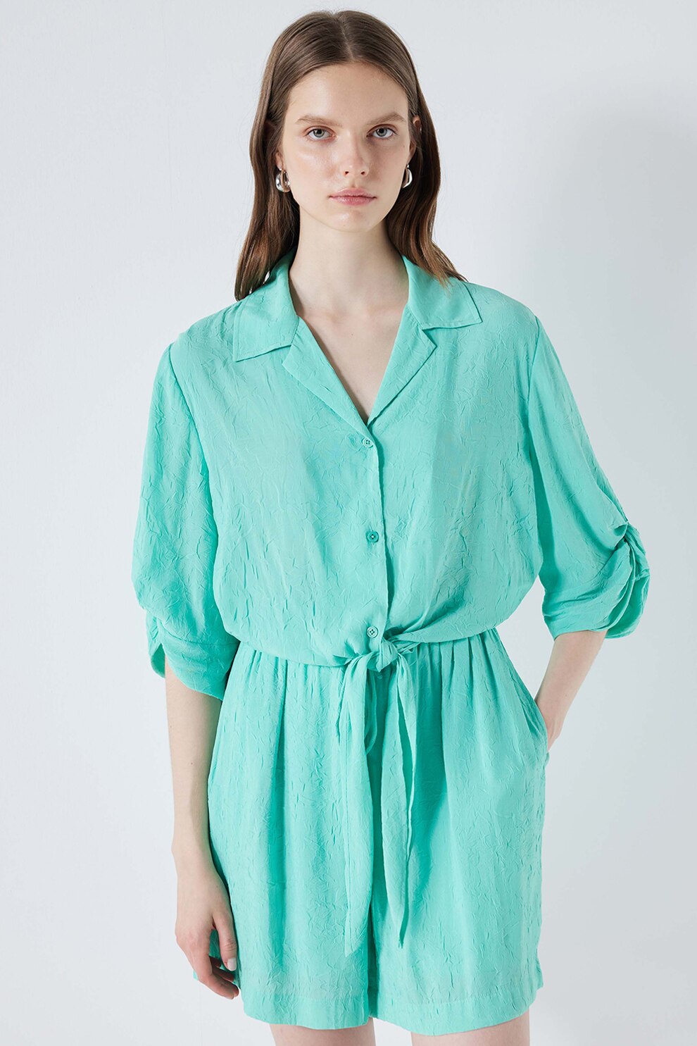 Ipekyol, Camasa texturata cu maneci 3/4, Verde menta, 34