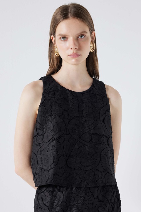 Ipekyol, Bluza crop fara maneci, Negru