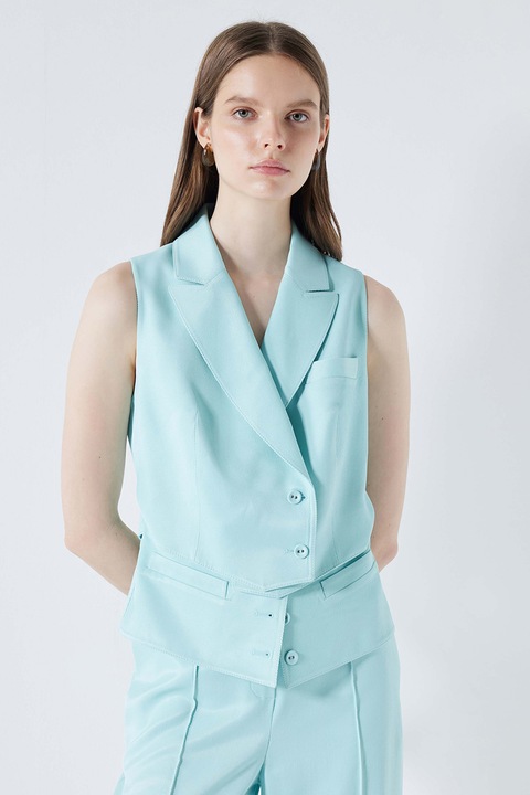 Ipekyol, Sacou din amestec de lyocell, fara maneci, Albastru glaciar