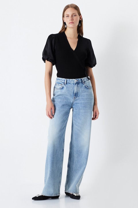 Ipekyol, Blugi cu croiala ampla si talie inalta, Albastru deschis