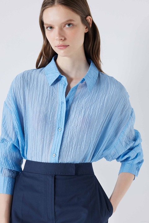 Ipekyol, Camasa texturata din amestec de lyocell semitransparenta, Albastru lavanda