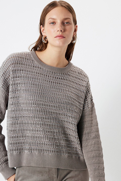 Ipekyol, Pulover lejer cu maneci cazute, Gri melange, S