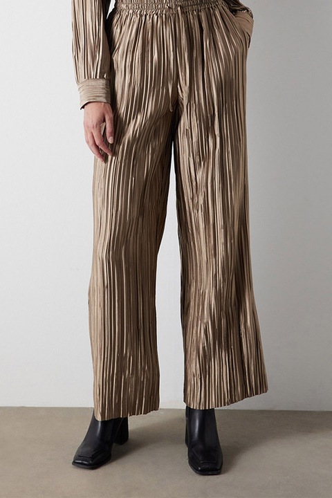 Ipekyol, Pantaloni cu pliuri si talie ajustabila, Maro pamantiu, 40