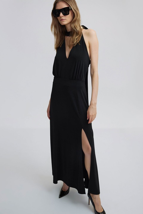 Ipekyol, Rochie cu croiala pe bie si decupaje, Negru