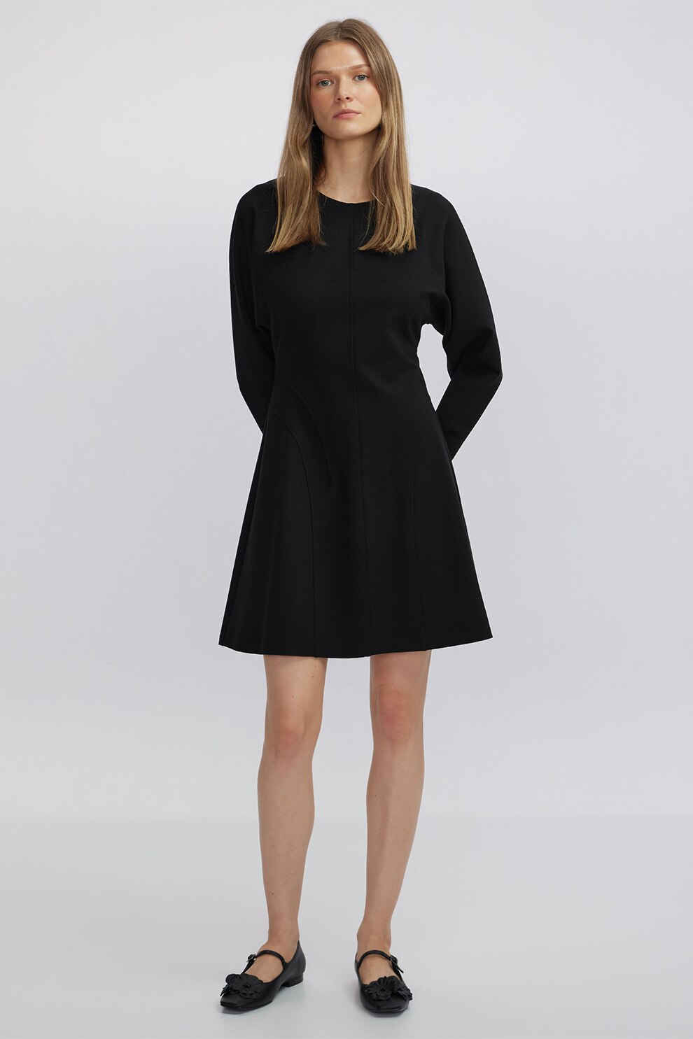 Ipekyol, Rochie scurta cu croiala in A, Negru, 42