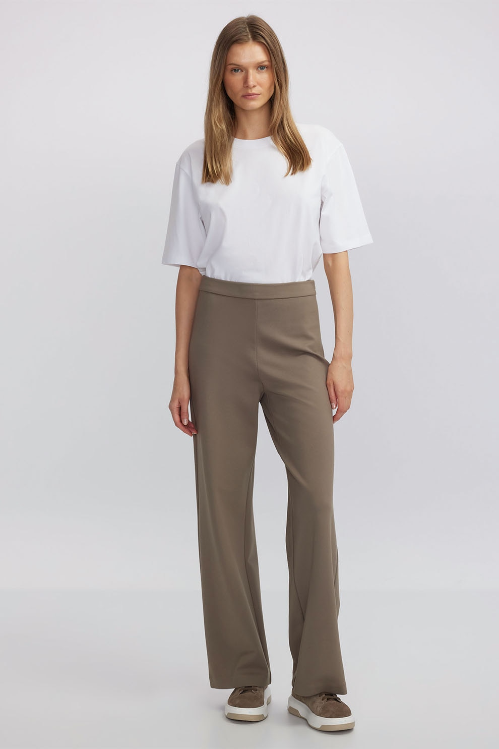 Ipekyol, Pantaloni slim fit cu talie inalta, Maro, Maro camel, 38