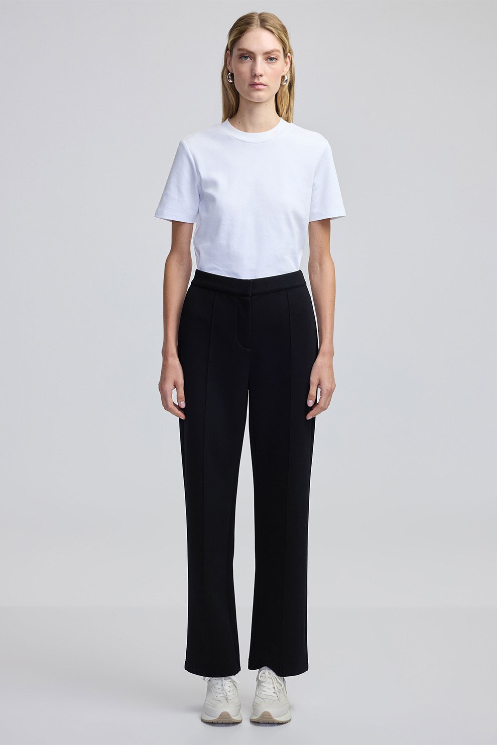 Ipekyol, Pantaloni slim fit cu talie medie, Negru, S