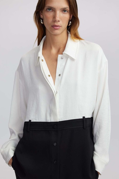 Ipekyol, Camasa combi cu nasturi, Alb/Negru