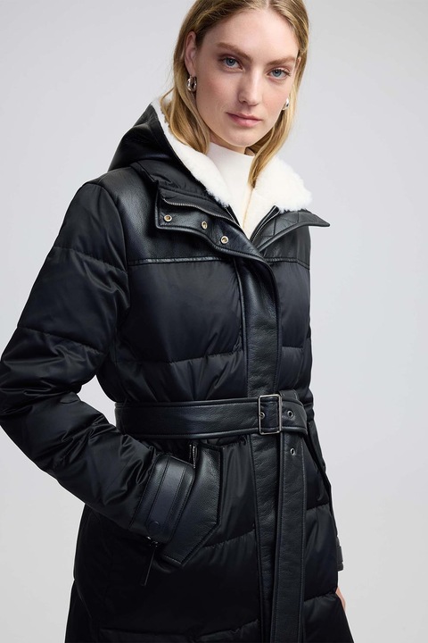 Ipekyol, Jacheta matlasata cu gluga, Alb/Negru