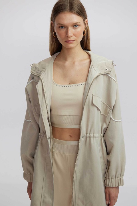 Ipekyol, Palton uni cu fermoar, Alb/Crem