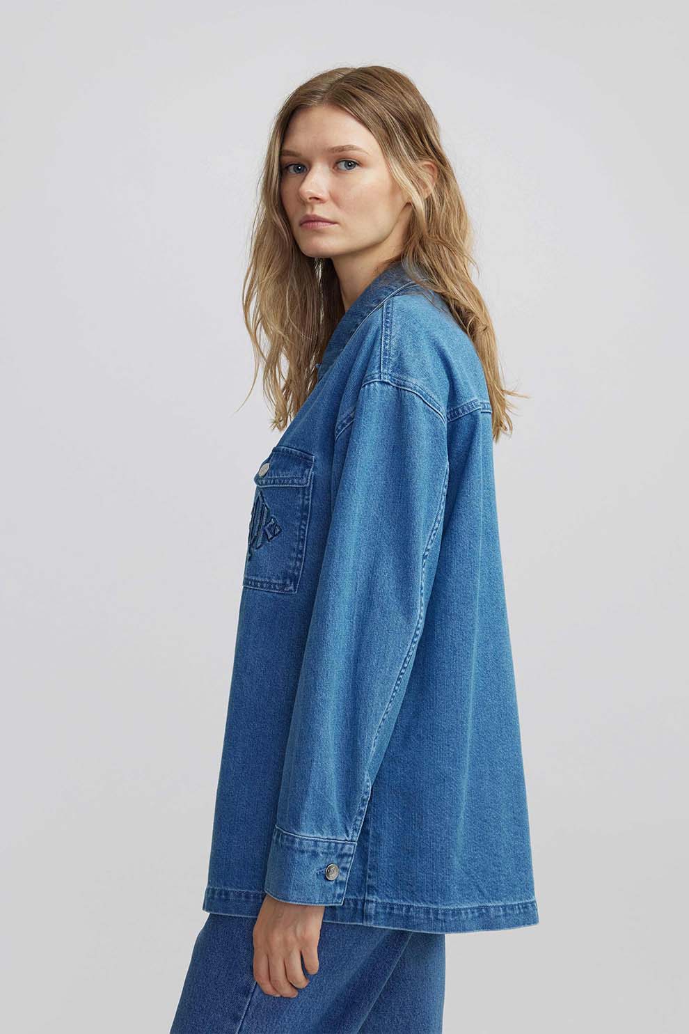 Ipekyol, Camasa din denim cu buzunare pe piept, Albastru, 40