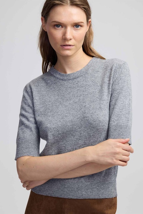 Ipekyol, Pulover din amestec de lana si casmir cu maneci medii, Gri deschis