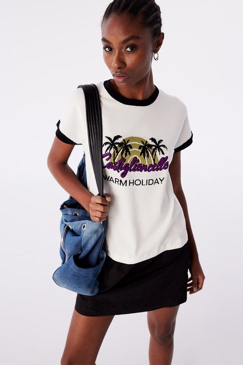 TWIST, Rochie dreapta cu model 2 in 1, Alb/Negru, 36