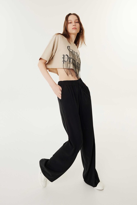 TWIST, Pantaloni din lyocell cu croiala ampla, Negru, 36