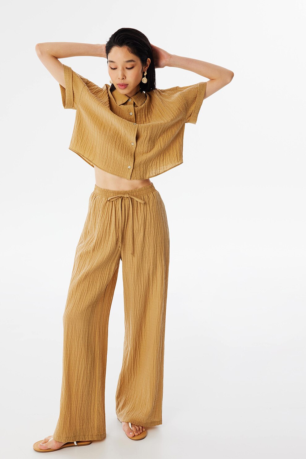 TWIST, Pantaloni din amestec de lyocell, Caramel, 36