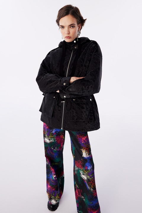 TWIST, Jacheta parka cu aspect catifelat, Negru, 36