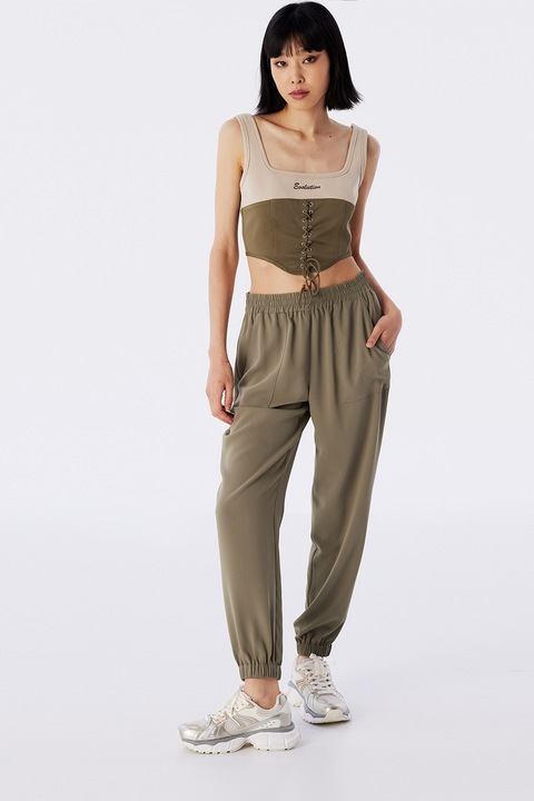 TWIST, Pantaloni cu croiala conica, Kaki