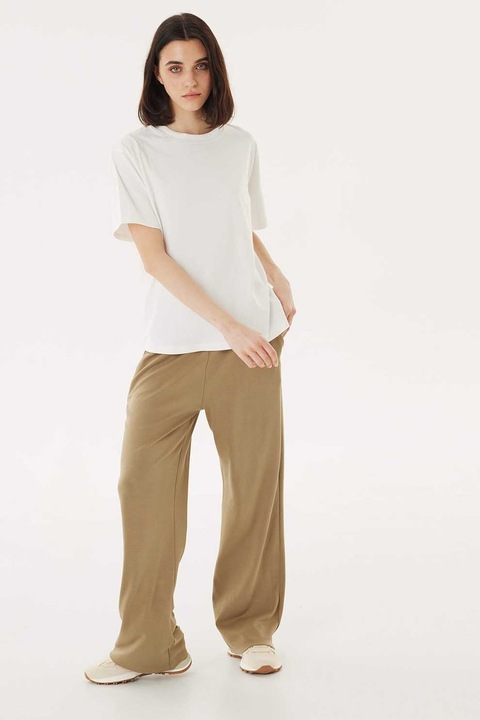 TWIST, Tricou din amestec de bumbac cu maneci cazute, Alb optic, M