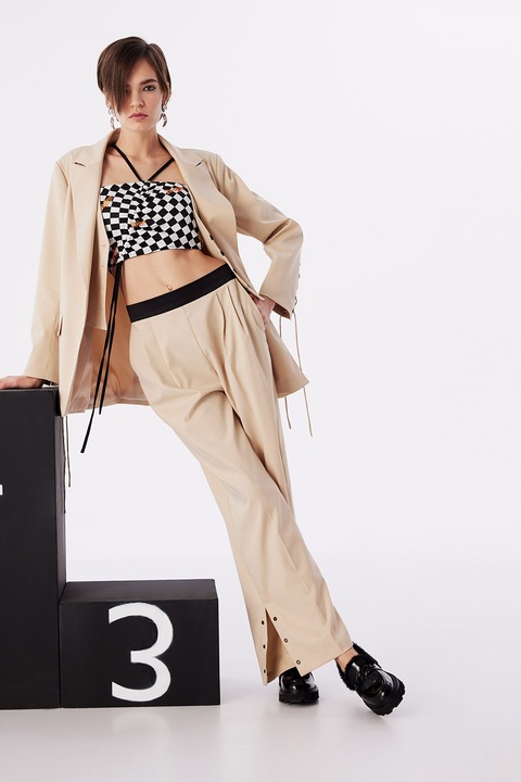 TWIST, Sacou cu model uni si nasturi, Bej