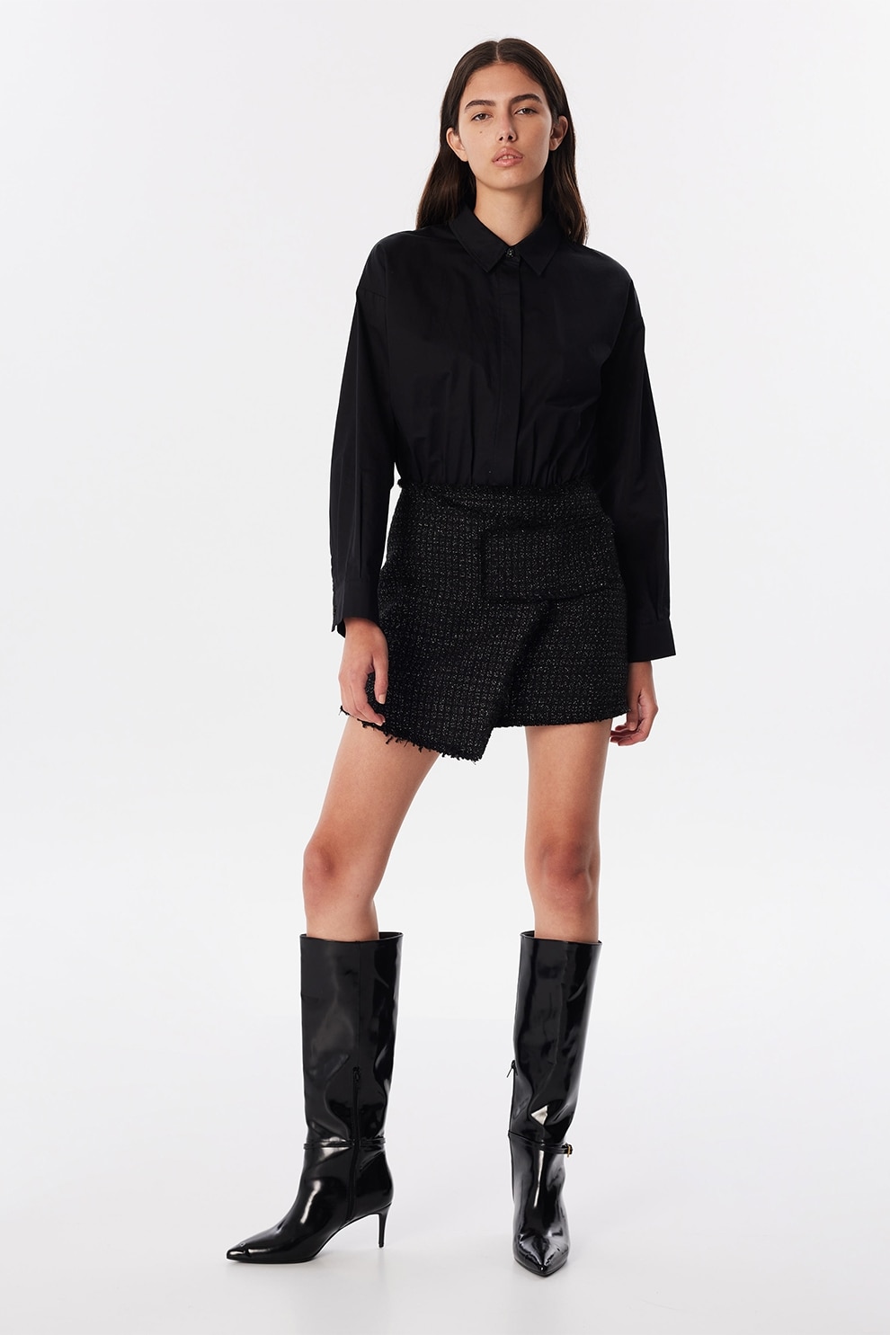 TWIST, Rochie scurta din bumbac, Negru, 40
