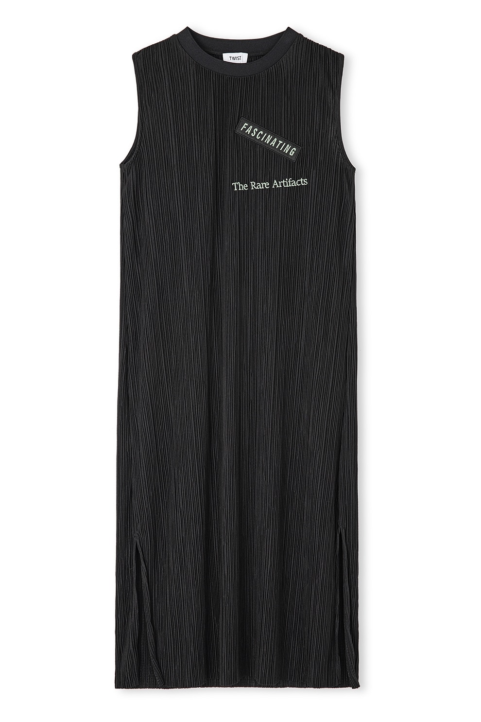 TWIST, Rochie cu croiala dreapta si model text, Negru, 38