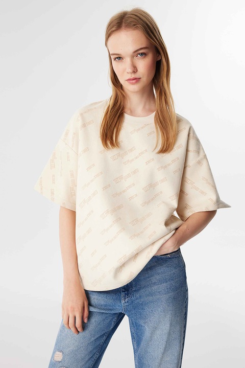 TWIST, Tricou cu maneci cazute, Alb fildes