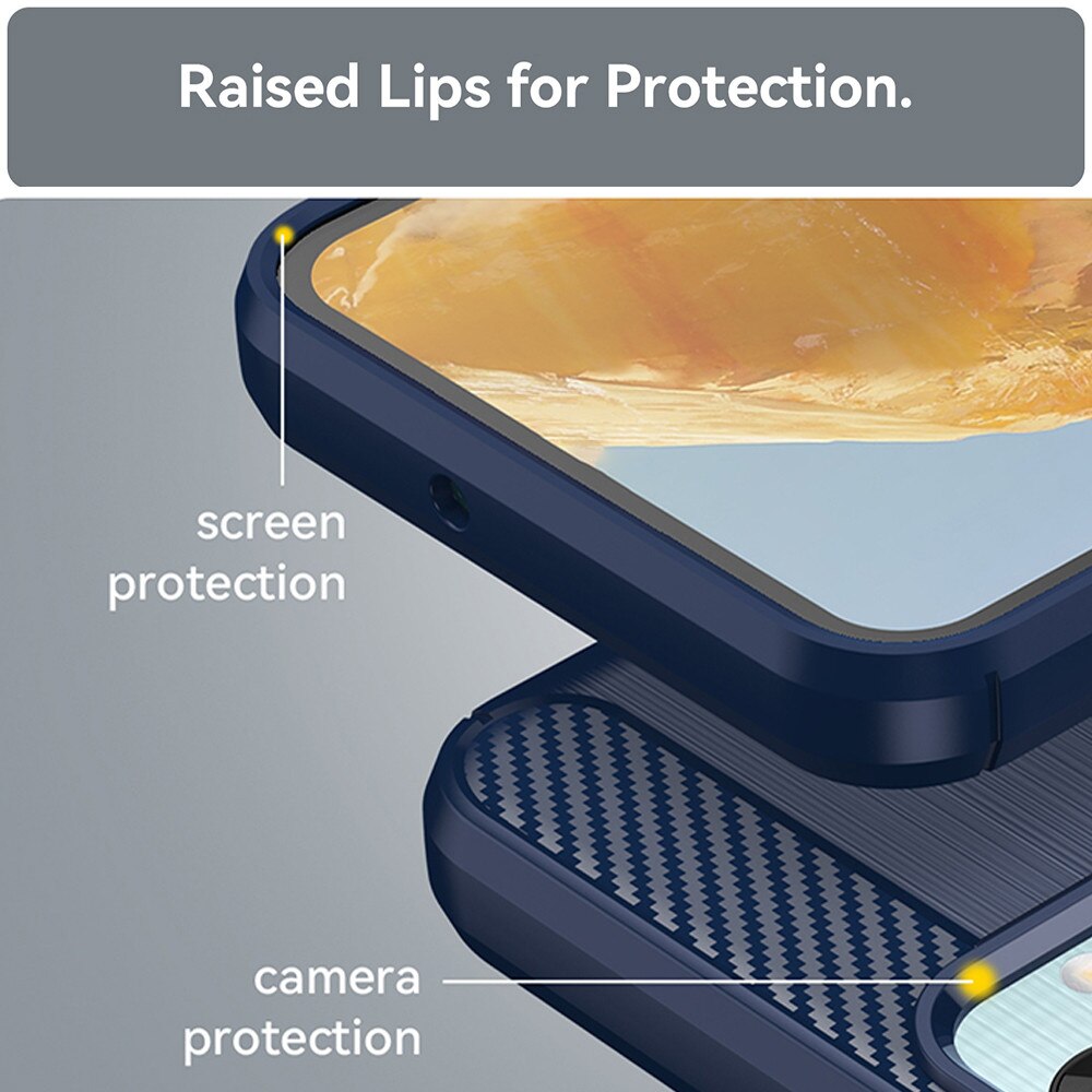 Husa Carbon Resistance pentru Google Pixel 9 Pro / 9, OPTIM SOLUTION, Optimizare Anti-Soc, Long Term Case, Albastru
