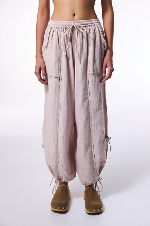 PENTI, Pantaloni conici de plaja, Roz prafuit, L