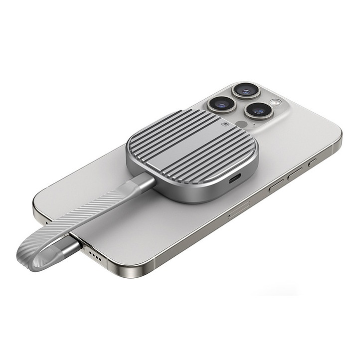 Carcasa SSD Rqiurpn M.2 NVMe 2TB cu suport, 3 porturi USB-C, 10Gbps, compatibila MagSafe, aluminiu, gri