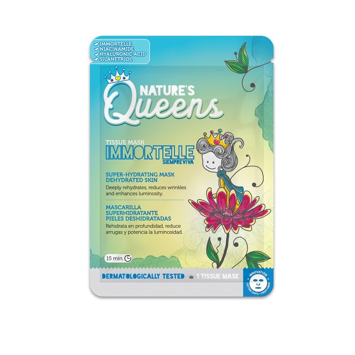 Masca Tip Servetel Nature’s Queens, Immortelle, Super Hidratanta, 1 Buc