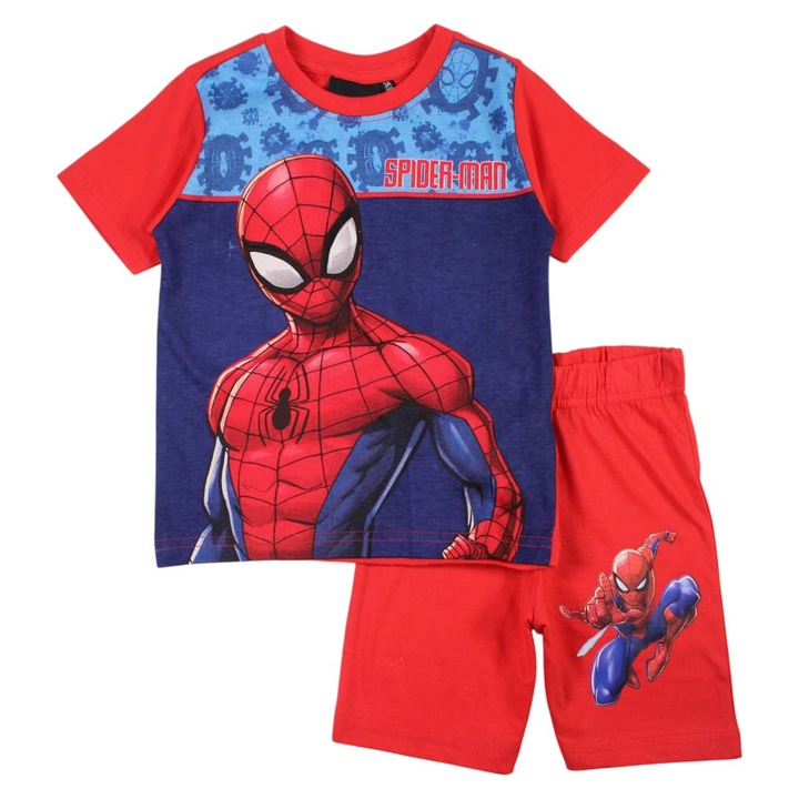 Pijamale copii cu maneca scurta, 100% bumbac, multicolor, Happy, Spiderman, Multicolor