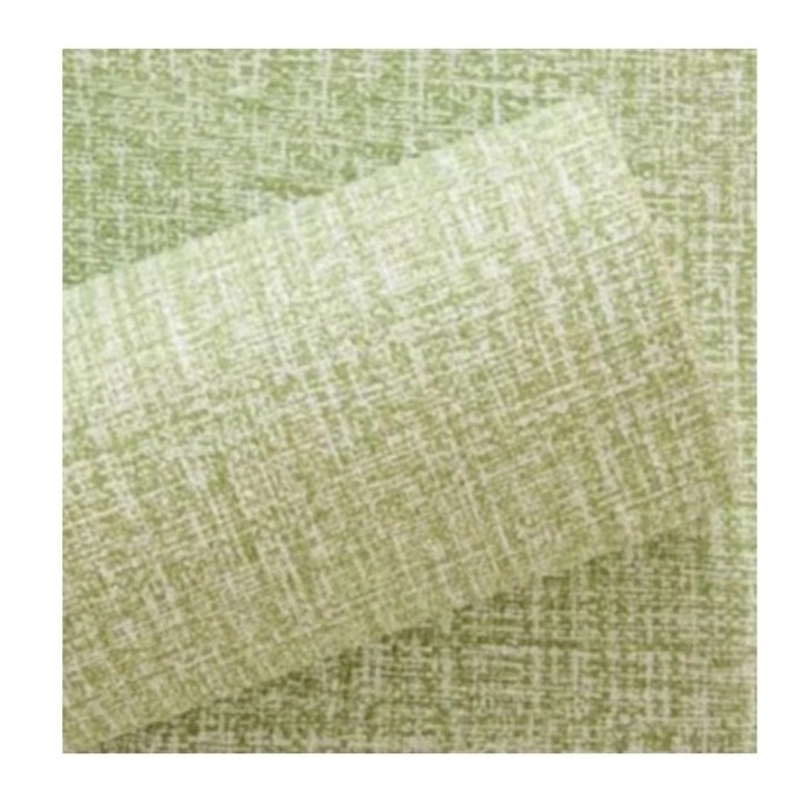 Öntapadós fali tekercs, Vászon, 10 m, Nedvességálló, 2,5 mm vastagság, Texturált minta, Világoszöld