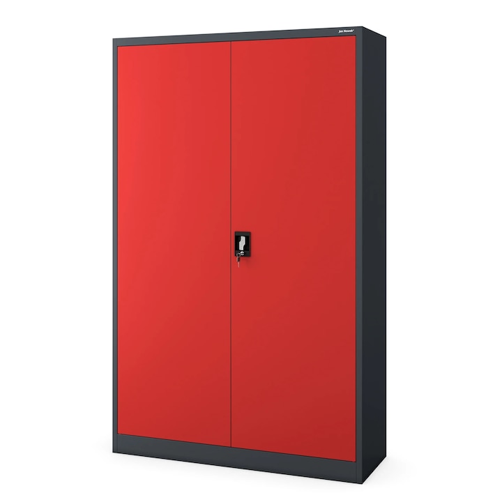 Dulap metalic JAN NOWAK JAN II, antracit-rosu, 185x115x40cm, inchis cu cheie
