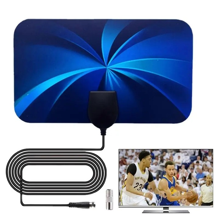 Антена за телевизор Digital One SP01086, цифрова, плоска, за ефирна телевизия, с вграден усилвател