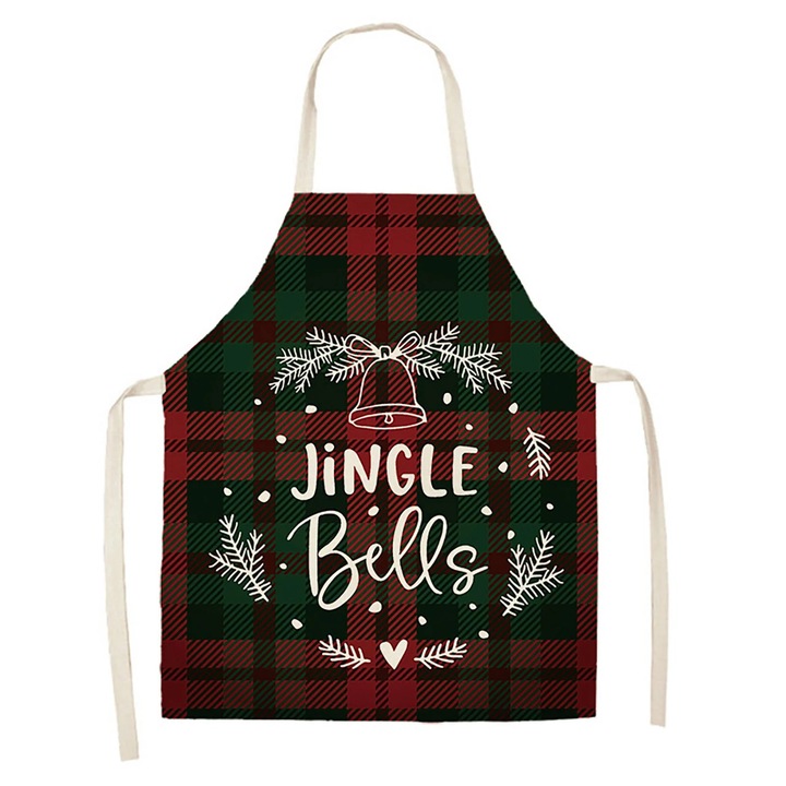 ZYBLSSBB, Sort de bucatarie din in ajustabil cu model buffalo plaid si imprimeu de Craciun LSM2xh01-BCS7009334, rosu/negru, 55 x 68 cm