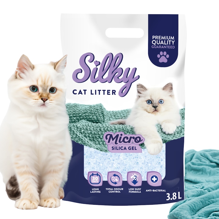 Силиконова постелка за котки Silky MICRO, 3.8л, антибактериална, 0.5x2мм