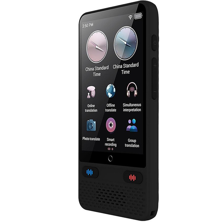 Traducator Inteligent Multifunctional, Rqiurpn, ecran HD 3.54 inch, Traducere vocala instantanee online in 138 de limbi Online, 17 limbi Offline, Traducere foto, Ecran tactil, Translator text, Reportofon, negru