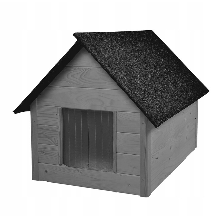 Casuta pentru caini Woodok XL, din lemn, 101 x 69 x 70 cm, gri